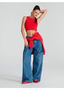 Sinsay - Jeansy cargo wide leg - granatowy ze sklepu Sinsay w kategorii Jeansy damskie - zdjęcie 175689776