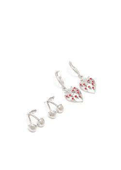 Cropp - 2 pack kolczyków z owocowym motywem - srebrny ze sklepu Cropp w kategorii Kolczyki - zdjęcie 175695387
