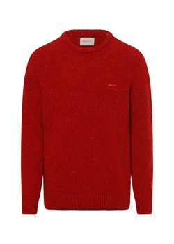 Gant Męski sweter z dzianiny Mężczyźni Wełna czerwony jednolity ze sklepu vangraaf w kategorii Swetry męskie - zdjęcie 175700728