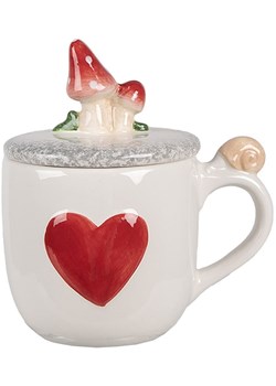 Clayre &amp; Eef Kubek w kolorze biało-czerwonym  - 400 ml ze sklepu Limango Polska w kategorii Naczynia - zdjęcie 175715989