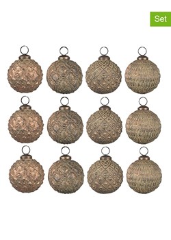 Clayre &amp; Eef Bombki (12 szt.) w kolorze jasnobrązowym - Ø 8 cm ze sklepu Limango Polska w kategorii Dekoracje bożonarodzeniowe - zdjęcie 175716167
