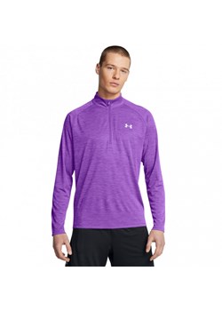 Męski longsleeve treningowy Under Armour UA Tech Textured 1/2 Zip - fioletowy ze sklepu Sportstylestory.com w kategorii T-shirty męskie - zdjęcie 175720295