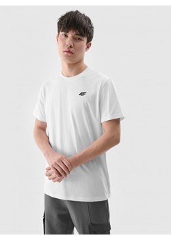 Męski t-shirt basic 4F 4FWMM00TTSHM2256 - biały ze sklepu Sportstylestory.com w kategorii T-shirty męskie - zdjęcie 175720449