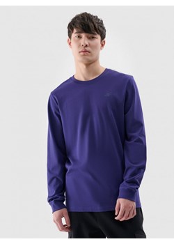 Męski longsleeve basic 4F 4FWMM00TLONM432 - granatowy ze sklepu Sportstylestory.com w kategorii T-shirty męskie - zdjęcie 175720547