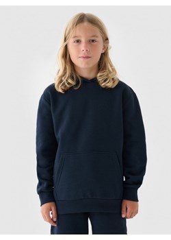 Chłopięca bluza dresowa nierozpinana z kapturem 4F 4FJWMM00TSWSM1860 - granatowa ze sklepu Sportstylestory.com w kategorii Bluzy chłopięce - zdjęcie 175733488