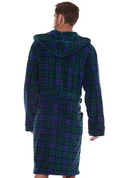 Szlafrok męski z kapturem granatowy 2457 Pedro, Kolor granatowy-wzór, Rozmiar 2XL, L&amp;L ze sklepu Intymna w kategorii Szlafroki męskie - zdjęcie 175747495