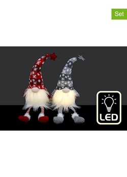 SiL Interiors Lampy dekoracyjne (2 szt.) &quot;Santa&quot; w kolorze szaro-czerwonym - wys. 50 cm ze sklepu Limango Polska w kategorii Dekoracje bożonarodzeniowe - zdjęcie 175769008