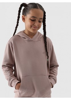 Dziewczęca bluza dresowa nierozpinana z kapturem 4F 4FJWMM00TSWSF1316 - beżowa ze sklepu Sportstylestory.com w kategorii Bluzy dziewczęce - zdjęcie 175784065