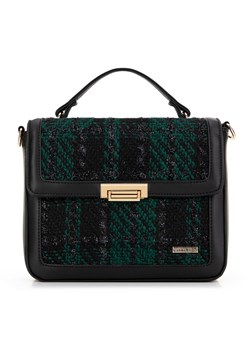 Damska torebka crossbody z tkaniny bouclé czarno - zielona ze sklepu WITTCHEN w kategorii Listonoszki - zdjęcie 175784725