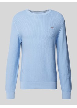Sweter z dzianiny z fakturowanym wzorem i okrągłym dekoltem ze sklepu Peek&Cloppenburg  w kategorii Swetry męskie - zdjęcie 175816669