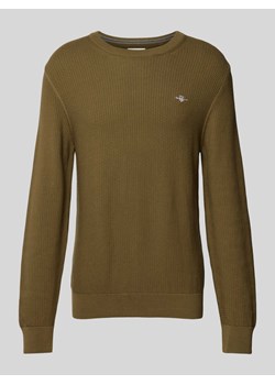Sweter z dzianiny z fakturowanym wzorem i okrągłym dekoltem ze sklepu Peek&Cloppenburg  w kategorii Swetry męskie - zdjęcie 175818518