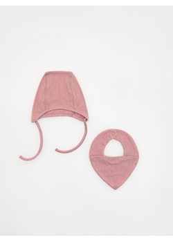 Reserved - Komplet czapka z chustką - brudny róż ze sklepu Reserved w kategorii Czapki dziecięce - zdjęcie 175825249
