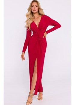 Długa sukienka z rozcięciem maxi czerwona M840, Kolor czerwony, Rozmiar L, MOE ze sklepu Primodo w kategorii Sukienki - zdjęcie 175851889