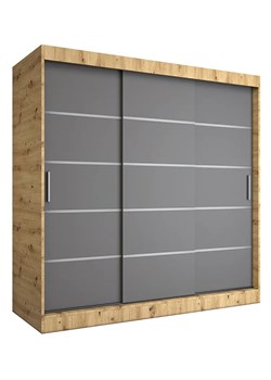 Szafa przesuwna dąb artisan + antracyt 200 cm - Bohosa 6X ze sklepu Edinos.pl w kategorii Szafy - zdjęcie 175860586