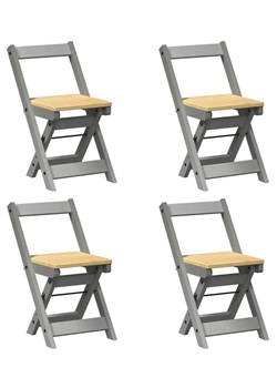 Komplet 4 składanych krzeseł z drewna sosnowego szary + miodowy brąz T7-C03 - id: 46677 - marki Elior - 175860889 Komplet 4 składanych krzeseł z drewna sosnowego szary + miodowy brąz T7-C03 ze sklepu Edinos.pl w kategorii Dom - zdjęcie 175860889