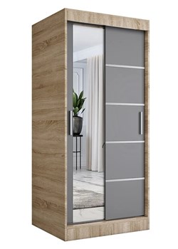 Szafa przesuwna dąb sonoma + antracyt G1-H38 ze sklepu Edinos.pl w kategorii Szafy - zdjęcie 175861059