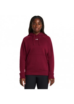 Damska bluza dresowa nierozpinana z kapturem Under Armour UA Rival Fleece Hoodie - czerwona ze sklepu Sportstylestory.com w kategorii Bluzy damskie - zdjęcie 175870155