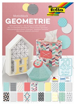 folia PAPER Blok arkuszy ozdobnych (20 szt.) &quot;Geometry&quot; ze wzorem - 34 x 24 cm ze sklepu Limango Polska w kategorii Akcesoria biurowe - zdjęcie 175875688