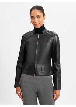 Marc Cain Damska kurtka skórzana Kobiety skóra czarny jednolity ze sklepu vangraaf w kategorii Kurtki damskie - zdjęcie 175878019