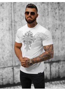 T-shirt męski slim fit biały OZONEE NB/MT3037 ze sklepu ozonee.pl w kategorii T-shirty męskie - zdjęcie 175885389