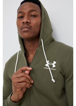 Under Armour bluza męska kolor zielony z kapturem gładka ze sklepu ANSWEAR.com w kategorii Bluzy męskie - zdjęcie 175920607