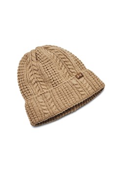 Damska czapka zimowa Under Armour W Halftime Cable Knit Beanie - brązowa ze sklepu Sportstylestory.com w kategorii Czapki zimowe damskie - zdjęcie 175923345