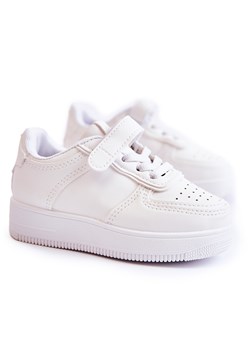 Dziecięce Buty Sportowe Na Rzepy Białe Elike ze sklepu ButyModne.pl w kategorii Buty sportowe dziecięce - zdjęcie 175941337