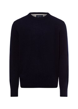 Nils Sundström Sweter męski Mężczyźni drobna dzianina granatowy jednolity ze sklepu vangraaf w kategorii Swetry męskie - zdjęcie 175947365