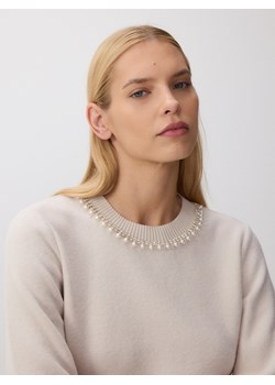 Reserved - Bluza z ozdobnym dekoltem - beżowy ze sklepu Reserved w kategorii Bluzy damskie - zdjęcie 175963557