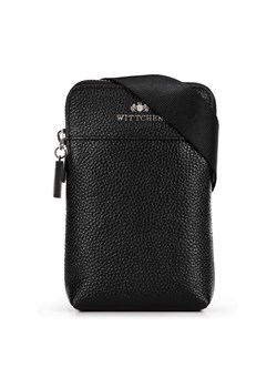 Minitorebka skórzana crossbody czarna ze srebrnym logo ze sklepu WITTCHEN w kategorii Listonoszki - zdjęcie 175973937