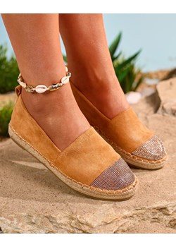 Royalfashion Jasnobrązowe damskie espadryle z cyrkoniami Iterica ze sklepu royalfashion.pl w kategorii Espadryle damskie - zdjęcie 176004896