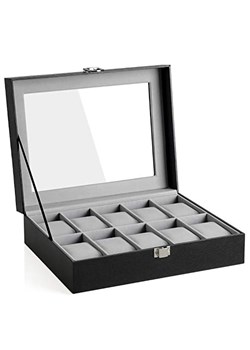 Songmics Szkatułka w kolorze czarnym na zegarki - 25,5 x 7,8 x 20,2 cm ze sklepu Limango Polska w kategorii Akcesoria i przechowywanie - zdjęcie 176012298