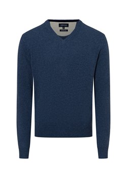 Nils Sundström Sweter męski Mężczyźni wełna ze strzyży niebieski marmurkowy ze sklepu vangraaf w kategorii Swetry męskie - zdjęcie 176014139