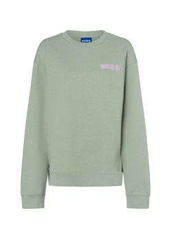 HUGO BLUE Bluza męska - Oversized Crew_B_1 Mężczyźni Materiał dresowy seledynowy jednolity ze sklepu vangraaf w kategorii Bluzy damskie - zdjęcie 176014169