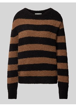 Sweter o kroju regular fit z bouclé z mieszanki żywej wełny i wełny z alpaki ze wzorem w paski ze sklepu Peek&Cloppenburg  w kategorii Swetry damskie - zdjęcie 176020148