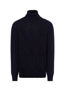 Nils Sundström Męski sweter z dzianiny z zawartością wełny Mężczyźni Wełna granatowy jednolity ze sklepu vangraaf w kategorii Swetry męskie - zdjęcie 176039577