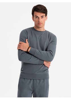 Dresowy męski bawełniany komplet BASIC bluza nierozpinana + joggery – grafitowy V11 Z84 ze sklepu ombre w kategorii Bluzy męskie - zdjęcie 176058526