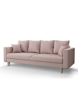 Różowa welurowa sofa rozkładana - Adante ze sklepu Edinos.pl w kategorii Sofy i kanapy - zdjęcie 176065388