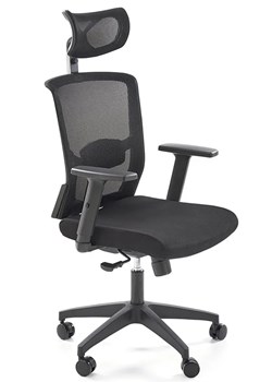 Czarny ergonomiczny fotel obrotowy z regulowanym zagłówkiem - Kenzo ze sklepu Edinos.pl w kategorii Krzesła biurowe - zdjęcie 176065646