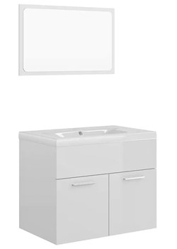 Komplet szafki z umywalką 60 cm i lustrem biały połysk - Tito 4X - id: 46875 - marki Elior - 176065806 Komplet szafki z umywalką 60 cm i lustrem biały połysk - Tito 4X ze sklepu Edinos.pl w kategorii Dom - zdjęcie 176065806