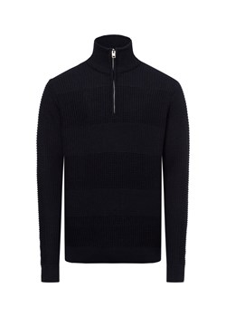 Jack & Jones Sweter - JJHugo Mężczyźni Sztuczne włókno granatowy wypukły wzór tkaniny ze sklepu vangraaf w kategorii Swetry męskie - zdjęcie 176073908