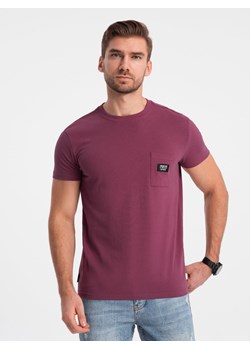 Męski casualowy t-shirt z naszytą kieszonką - ciemnoróżowy V5 OM-TSCT-0109 ze sklepu ombre w kategorii T-shirty męskie - zdjęcie 176074069