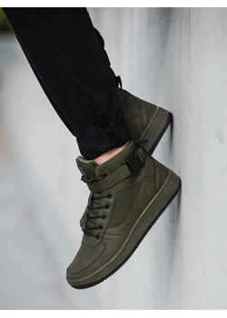 Buty męskie sneakersy za kostkę - khaki V4 T317 ze sklepu ombre w kategorii Buty sportowe męskie - zdjęcie 176074117