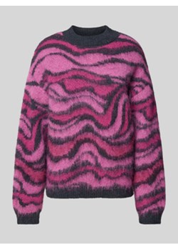 Sweter z dzianiny o kroju comfort fit z dodatkiem wełny ze wzorem na całej powierzchni model ‘NOELA’ ze sklepu Peek&Cloppenburg  w kategorii Swetry damskie - zdjęcie 176076358