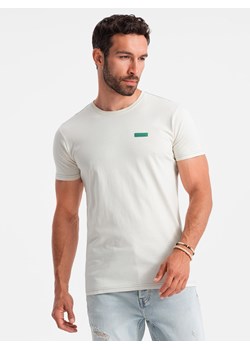 T-shirt męski bawełniany z kontrastową nitką - biały V5 OM-TSCT-0151 ze sklepu ombre w kategorii T-shirty męskie - zdjęcie 176080947