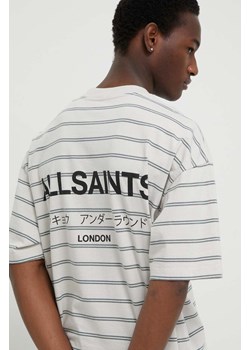 AllSaints t-shirt bawełniany UNDERGROUND STRIPE S kolor szary wzorzysty ze sklepu ANSWEAR.com w kategorii T-shirty męskie - zdjęcie 176083069