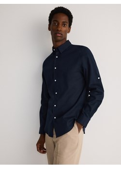 Reserved - Koszula regular fit z lnem - granatowy ze sklepu Reserved w kategorii Koszule męskie - zdjęcie 176084665