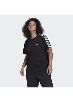 Koszulka treningowa damska adidas Essentials Slim 3-Stripes Tee (Plus Size) ze sklepu Decathlon w kategorii Bluzki damskie - zdjęcie 176100696