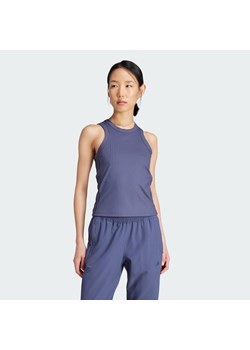 Koszulka All Gym Seasonal Rib Tight Fit Tonal 3-Stripes Tank ze sklepu Decathlon w kategorii Bluzki damskie - zdjęcie 176142805