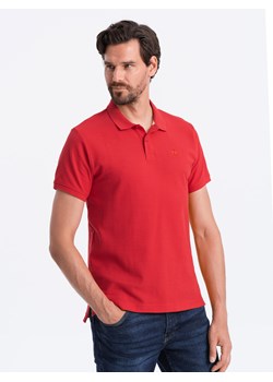 Koszulka męska polo z dzianiny pique - czerwony V22 S1374 ze sklepu ombre w kategorii T-shirty męskie - zdjęcie 176228508